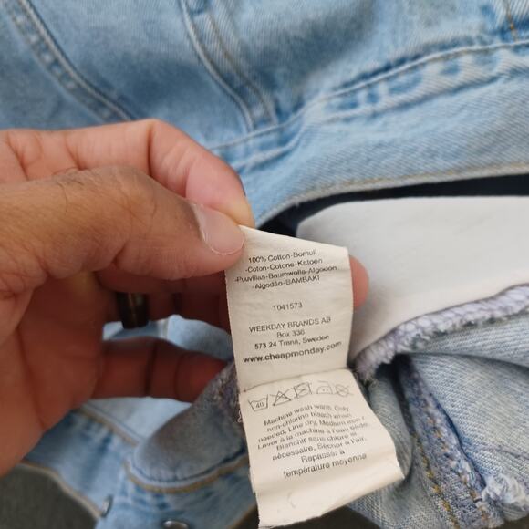 Cheap Monday Taylor Denim Vest Mens XS Blue Denim Button Up Rocker Grunge Punk - Picture 8 of 9